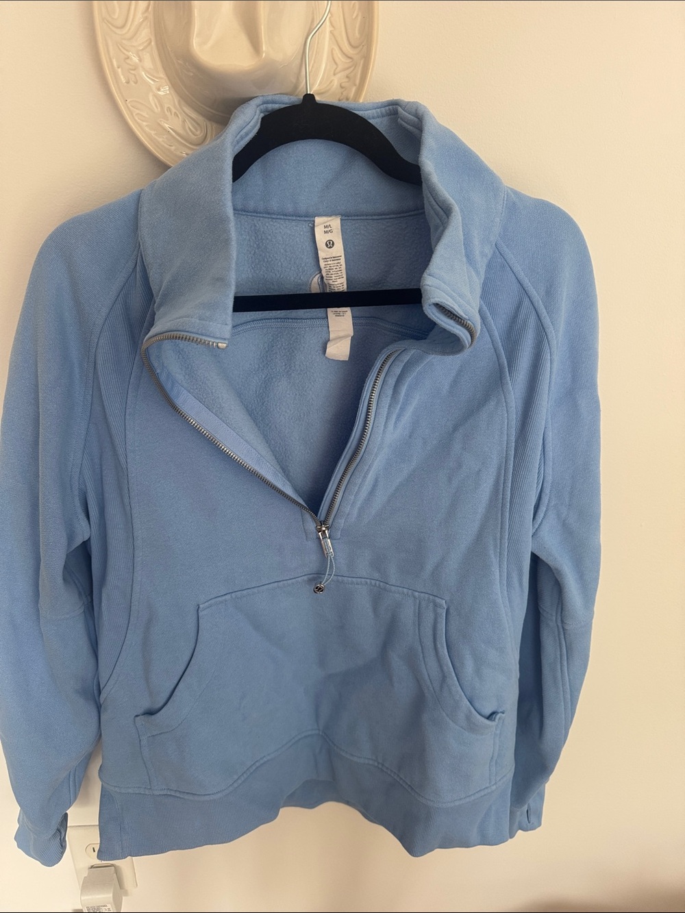 lululemon athletica Light Blue Half-Zip Scuba Funnel Neck Pullover